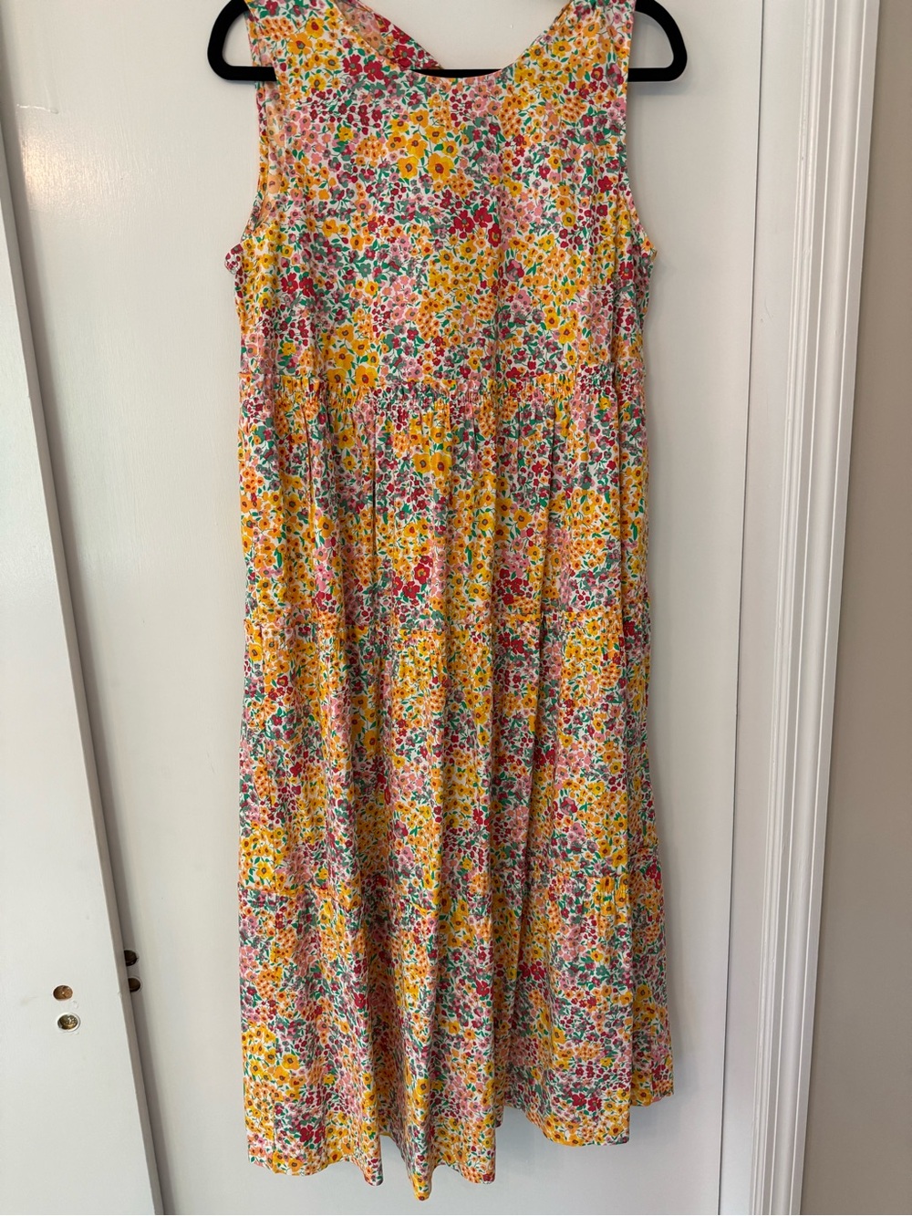 J. Crew Yellow Multi Floral Sleeveless Maxi Dress